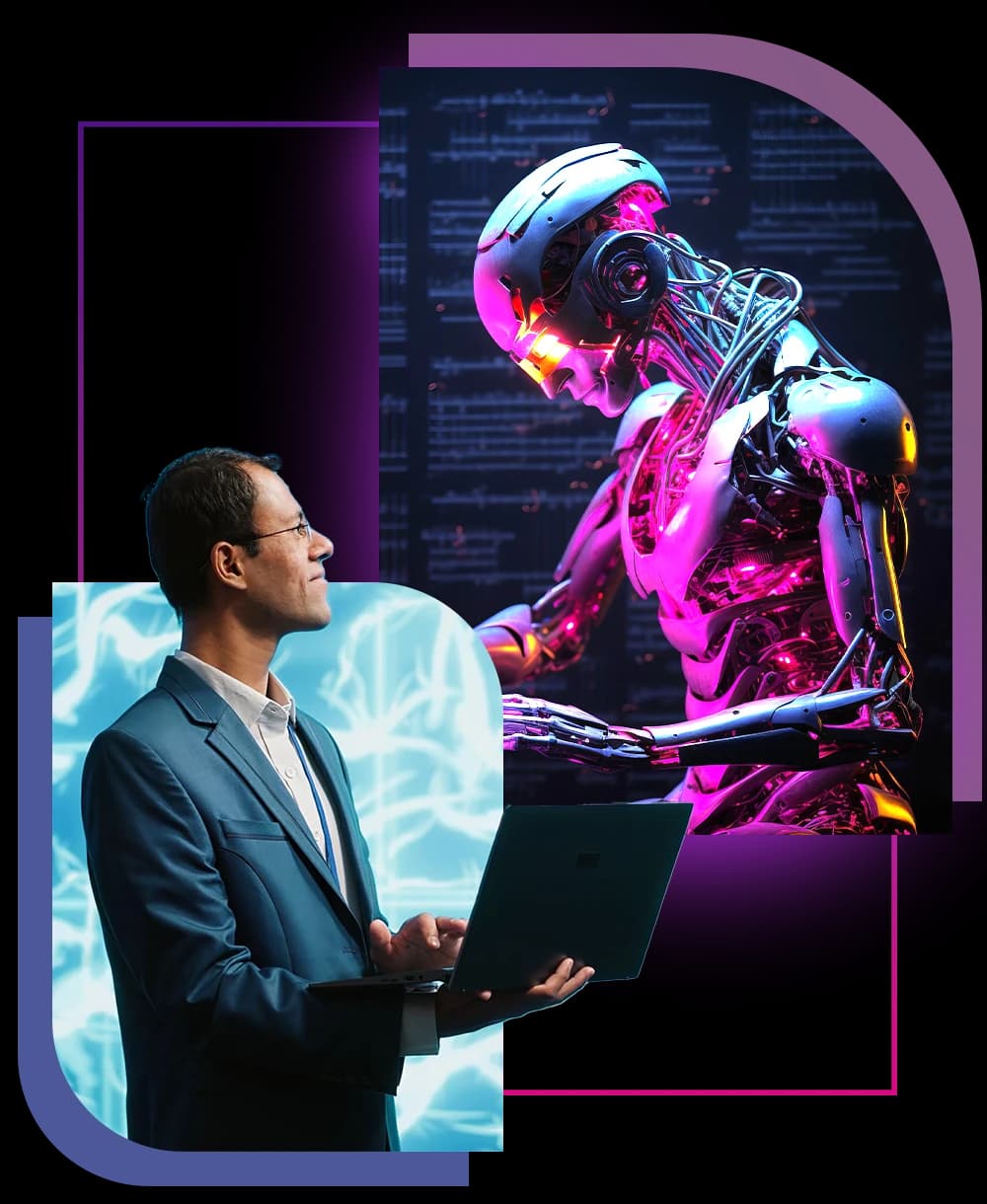 Henceforth Solutions AI team collaborating with a robotics assistant