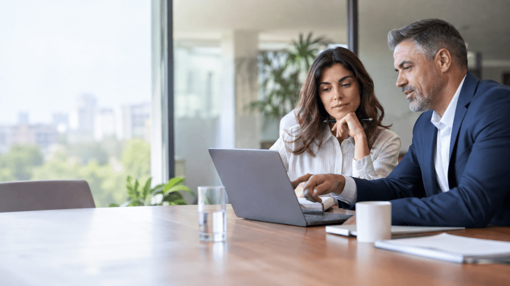 Business team reviewing an AI agent workflow