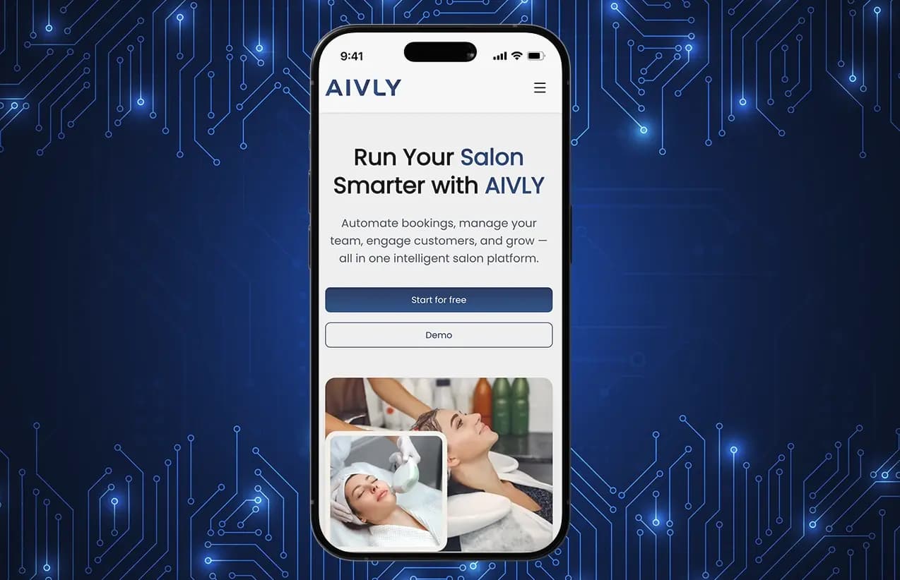 Aivly salon management app home screen