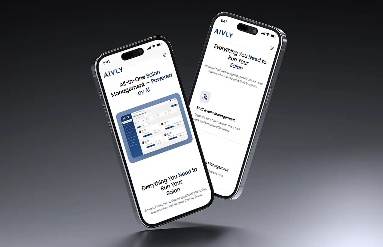 Aivly salon management app screens