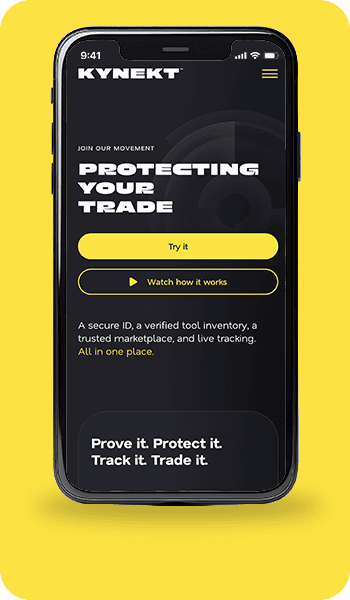 Kynekt app screen on a yellow background