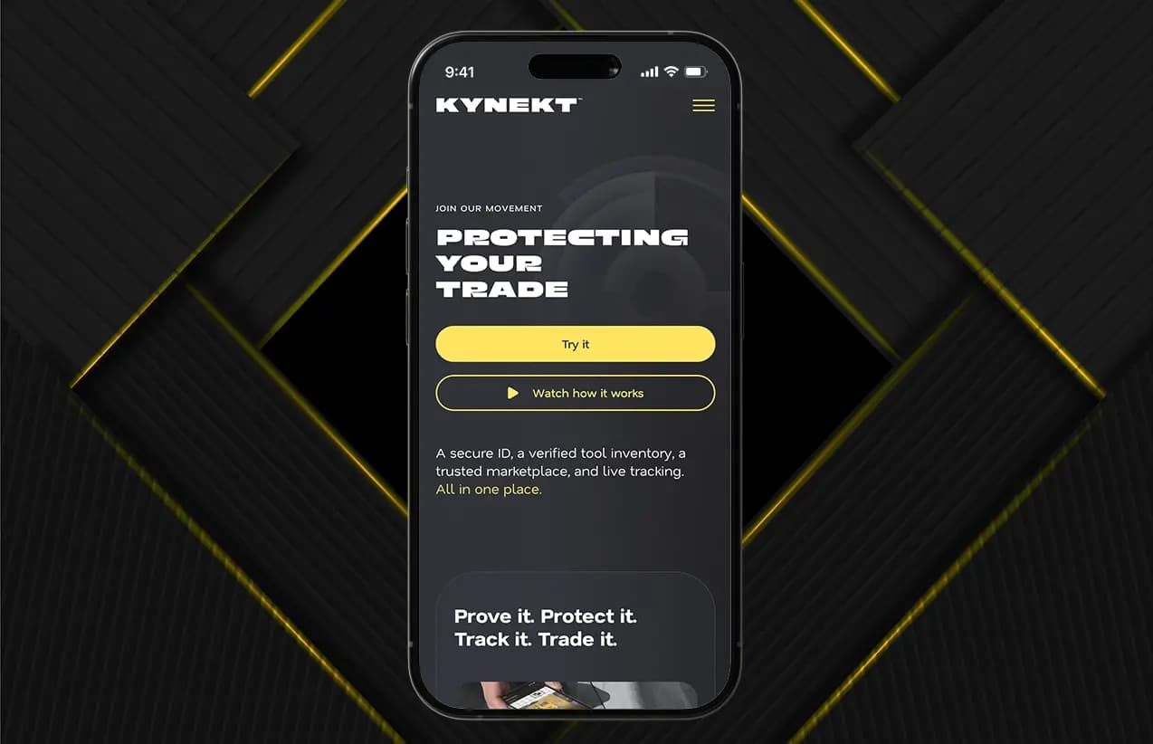 Kynekt tool tracking app home screen
