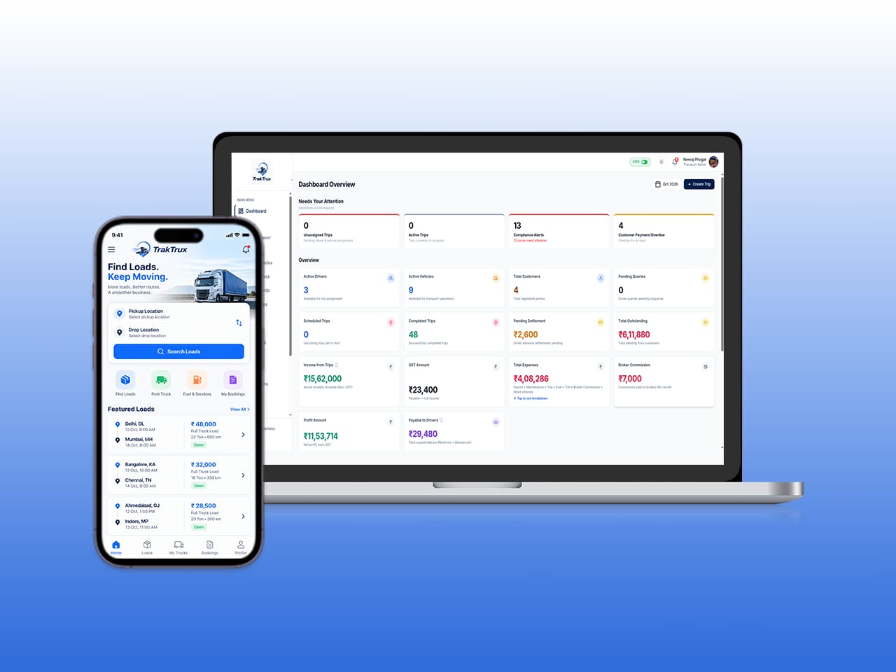 TrakTrux fleet management and load-finding app