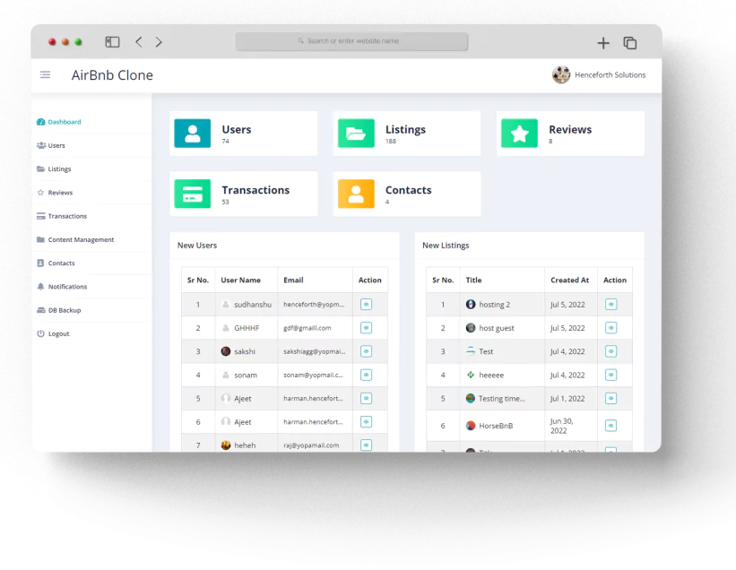 airbnb clone Informative Admin Panel