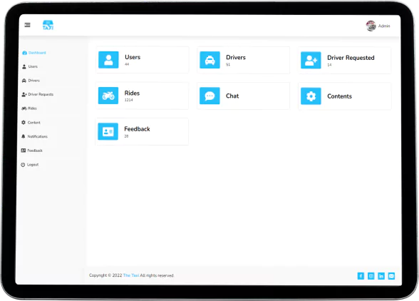 admin panel features in uber clone script